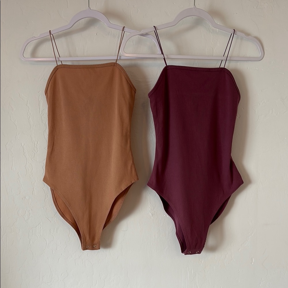 FINAL! NWT! 2 Wild Fable Bodysuits - Tan and Rich Mauve